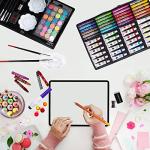 KINSPORY Art Set, 139 Pack Painting Drawing Art Supplies Kit with 2 Sketch Pads, Double Layers Art Crafts, Colored Pencils, Oil Pastels, Watercolor Paints, Aluminum Gift Case for Artists Kids (Pink)