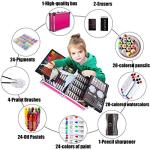 KINSPORY Art Set, 139 Pack Painting Drawing Art Supplies Kit with 2 Sketch Pads, Double Layers Art Crafts, Colored Pencils, Oil Pastels, Watercolor Paints, Aluminum Gift Case for Artists Kids (Pink)