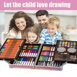 KINSPORY Art Set, 139 Pack Painting Drawing Art Supplies Kit with 2 Sketch Pads, Double Layers Art Crafts, Colored Pencils, Oil Pastels, Watercolor Paints, Aluminum Gift Case for Artists Kids (Pink)