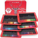 KALOUR 180 Colored Pencil for Artists - Rich Pigment Soft Core - Oil-Based - Ideal for Coloring Drawing Sketching Shading Blending - Vibrant Color（Tin Case）