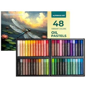 Aliferous Art Oil Pastels - 48 Colors soft pastels for artists - oil pastel set - pastels art set - portfolio oil pastels professional - pastels art supplies for kids - pastel kit
