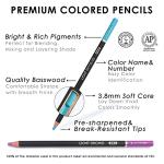 KALOUR 180 Colored Pencil for Artists - Rich Pigment Soft Core - Oil-Based - Ideal for Coloring Drawing Sketching Shading Blending - Vibrant Color（Tin Case）