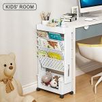 yeavs 5-Tier Mobile Bookshelf, Rolling Bookcase Book Storage Rack, Movable File Folder Organizer Cart with Wheels for Home Study Office Living Room Classroom, White