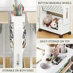 yeavs 5-Tier Mobile Bookshelf, Rolling Bookcase Book Storage Rack, Movable File Folder Organizer Cart with Wheels for Home Study Office Living Room Classroom, White