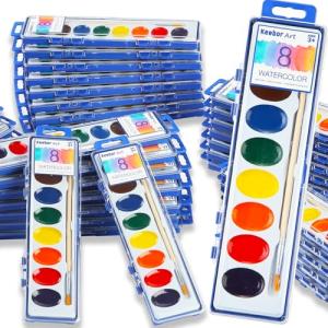 36 Pack Watercolor Paint Set, 8 Colors Washable Water Color with Paint Brush, Water Color Paint Sets for Kids and Adults, Party Favors, Christmas Gift