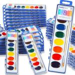 36 Pack Watercolor Paint Set, 8 Colors Washable Water Color with Paint Brush, Water Color Paint Sets for Kids and Adults, Party Favors, Christmas Gift