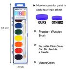 36 Pack Watercolor Paint Set, 8 Colors Washable Water Color with Paint Brush, Water Color Paint Sets for Kids and Adults, Party Favors, Christmas Gift