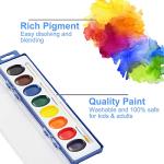 36 Pack Watercolor Paint Set, 8 Colors Washable Water Color with Paint Brush, Water Color Paint Sets for Kids and Adults, Party Favors, Christmas Gift