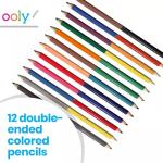 Ooly Double-Ended Colored Pencils, Set of 12 with 24 Colors, Drawing & Coloring Pencils for Kids and Adults, Colorful School Supplies for Arts and Crafts, Double-Ended