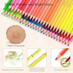 KALOUR PDAS 50 Neon Colored Pencils for Adult Coloring Books, Fluorescent colored Professional Drawing pencils Set Art Supplies Kit for Adults Beginners Artists, Soft Core