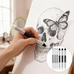 6 PCS Artist Blending Sponge Pen, Double Headed Washable Rubbing Sponge Brush Dual Tip Oil Pastel Blending Tools for Sketching, Drawing, and Highlighting