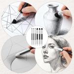 6 PCS Artist Blending Sponge Pen, Double Headed Washable Rubbing Sponge Brush Dual Tip Oil Pastel Blending Tools for Sketching, Drawing, and Highlighting