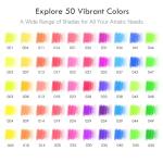 KALOUR PDAS 50 Neon Colored Pencils for Adult Coloring Books, Fluorescent colored Professional Drawing pencils Set Art Supplies Kit for Adults Beginners Artists, Soft Core