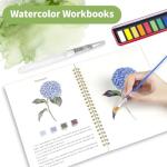 Watercolor Workbook, Watercolor Coloring Book Beginner Friendly Painting kit for Adults, 12 Colors Water Color Paint with Palette & 2 Brush, Exploration Gift (Flower)