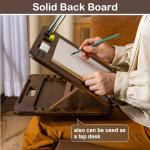 StrongTek 6-Position Bamboo Table Easel, 16x12 Inch Adjustable Drawing and Sketching Board with Built-in Handle and Back Storage, Portable Art and Lap Desk for Sketching, Reading, and Book Stand
