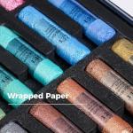 LIGHTWISH Handmade Metallic Soft Pastel Set 24 Colors,Super Soft & Blendable Chalk Pastel Sticks for Professional Drawing Painting,Blending