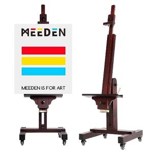 MEEDEN Extra Large Studio Easel, Professional Artist Easel, Heavy Duty Floor Easel, Tilts Flat Easily, Rosewood Finished, Holds Canvas Art up to 71” High
