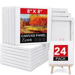 Stretched Canvases for Painting, 8x8, Pack of 24, Primed Acid-Free, 5/8 Inch Thick Wood Frame Blank Canvas, Art Canvases for Beginners, Artists for Oil Paint,Acrylic Paint, Pouring Painting.