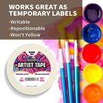 TSSART 3 Pack White Artist Tape - Masking Artists Tape for Drafting Art Watercolor Painting Canvas Framing - Acid Free 0.6inch Wide 540FT Long Total