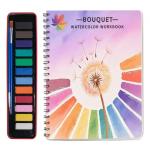 Watercolor Workbooks, Beginner Watercolor Painting Kit – 12 Colors Paint Set with Brush