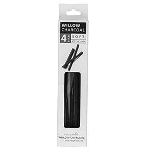 Pacific Arc Large Willow Charcoal Stick 4/Pkg, Soft, Black, Willow Charcoal for Sketching and Drawing