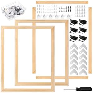 3 Set 16x20 Inch DIY Wood Canvas Frame Kit Wooden Stretcher Bars Removable Lightweight Stretcher Frames for Oil Painting Canvas Art Diamond Prints Poster Needlepoint Arts Embroidery Stitch Supplies