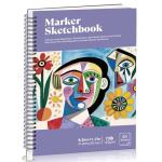 A4 Marker Paper Pad 50 Sheets, 8.3×11.7 Inch Bleedproof Art Sketch Pad, 73lb/120gsm Drawing Paper Spiral Sketch Book, Alcohol Marker Paper Painting Coloring Paper for Beginners, Artists, Gift