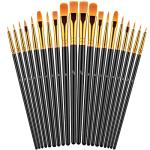 Paint Brushes Set, 20 Pcs Paint Brushes for Acrylic Painting, Oil Watercolor Acrylic Paint Brush, Artist Paintbrushes for Face Rock Canvas, Kids Adult Drawing Arts Crafts Supplies, Pure Black