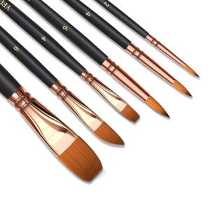 Paint Brush Set 6 Different Shapes for Watercolor Rock Face Painting Brush, Artist Craft Brush Supplies, Paint Brush Set for All Purposes Adult Painting (6)