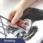 Pacific Arc Large Willow Charcoal Stick 4/Pkg, Soft, Black, Willow Charcoal for Sketching and Drawing