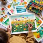 Paint Brush Set 6 Different Shapes for Watercolor Rock Face Painting Brush, Artist Craft Brush Supplies, Paint Brush Set for All Purposes Adult Painting (6)