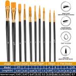 Paint Brushes Set, 20 Pcs Paint Brushes for Acrylic Painting, Oil Watercolor Acrylic Paint Brush, Artist Paintbrushes for Face Rock Canvas, Kids Adult Drawing Arts Crafts Supplies, Pure Black
