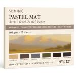 Somime 9x12 (600gsm) Sanded Pastel Paper Pad for Artists, 12 Sheets of 6 Assorted Colors Heavyweight Drawing Paper Pad for Pencils and Soft Oil Charcoal Pastels