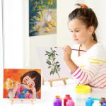 Canvas Boards with Easel for Painting 6 Pack 8 x 10 Inch Small Canvases Panels with Pine Easels Beginner PaintingKit for Acrylic Oil Watercolor Crafts Sip and Paint Art Party