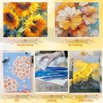 Canvas Boards with Easel for Painting 6 Pack 8 x 10 Inch Small Canvases Panels with Pine Easels Beginner PaintingKit for Acrylic Oil Watercolor Crafts Sip and Paint Art Party