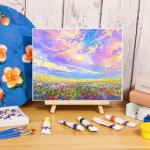 Canvas Boards with Easel for Painting 6 Pack 8 x 10 Inch Small Canvases Panels with Pine Easels Beginner PaintingKit for Acrylic Oil Watercolor Crafts Sip and Paint Art Party