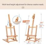 DJAR 25" Mini H-Frame Art Easel, Adjustable Beech Wood Tabletop Wooden Easel for Painting, Portable Painting Display Drawing Stand for Teens, Adults, Students, Natural