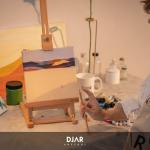 DJAR 25" Mini H-Frame Art Easel, Adjustable Beech Wood Tabletop Wooden Easel for Painting, Portable Painting Display Drawing Stand for Teens, Adults, Students, Natural