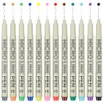 STANBLUE 12 Colored Micro Pens 05, Fineliner pens Waterproof Archival Ink Micro Pen Set, Drawing Art Pens for Illustrating, Journaling, Bible Zentangle Supplies