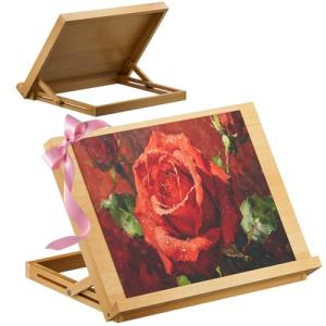 LUCYCAZ Tabletop Easel for Kids, Lightweight Art Easel for Painting, Beechwood Portable Easel Stand for Artists, Adjustable Angle Drawing and Sketching Board to Hold Book or Cookbook