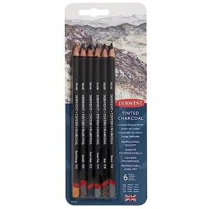 Derwent Tinted Charcoal Pencils, 4mm Core, Pack, 6 Count (2301689)