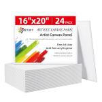Simetufy 16 x 20 inch 24 Pack Large Flat Canvas Boards, Painting Canvas Panels- Gesso Primed Acid-Free 100% Cotton for Acrylics Oil Watercolor Tempera Paints