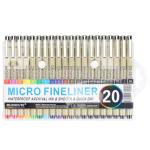 Muchcute Micro Fineliner Drawing Art Pens: 20 Set (12 Colors & 8 Black) Extra Fine Line Waterproof Ink Artist Supplies Archival Inking Ultra Thin Markers Sketch Sketching Watercolor Zentangle Stuff