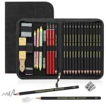 Heshengping, Sketching and Drawing Pencils Set 26pcs, Art Supplies Drawing pencil Kit,Graphite Charcoal Professional Pencils Set, Adults Beginners Artist
