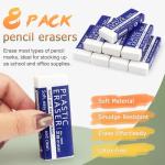 Tamaki White Erasers for Clean, Large Pencil Erasers, 8 Pack