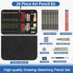 Heshengping, Sketching and Drawing Pencils Set 26pcs, Art Supplies Drawing pencil Kit,Graphite Charcoal Professional Pencils Set, Adults Beginners Artist