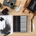Dlicoda 24 Pcs Compressed Charcoal Sticks with Soft, Medium, Hard and White Charcoal, Square Charcoal Stick Kit for Drawing, Sketching and Shading (12 Black and 12 White)