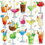 Thinkday 15 Pcs Summer Diamond Painting Keychains Kits Cocktail Tropical Drink 5d Diamond Art Keychain Summer Hanging Ornaments for Adult Beginner DIY Craft Purse Backpack Handbag Family Decor