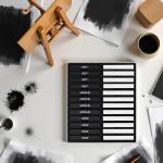 Dlicoda 24 Pcs Compressed Charcoal Sticks with Soft, Medium, Hard and White Charcoal, Square Charcoal Stick Kit for Drawing, Sketching and Shading (12 Black and 12 White)