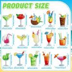 Thinkday 15 Pcs Summer Diamond Painting Keychains Kits Cocktail Tropical Drink 5d Diamond Art Keychain Summer Hanging Ornaments for Adult Beginner DIY Craft Purse Backpack Handbag Family Decor